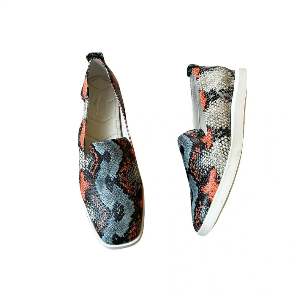 NEW FRANCO SARTO Boston Snake Embossed Leather Slip-On Sneaker SZ-7.5
